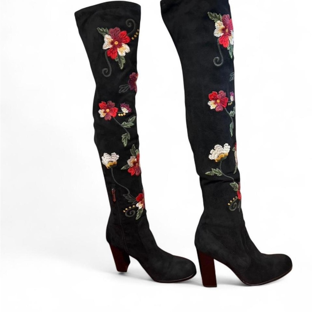 Sam Edelman Vena Floral Embroidered Boots Size 8